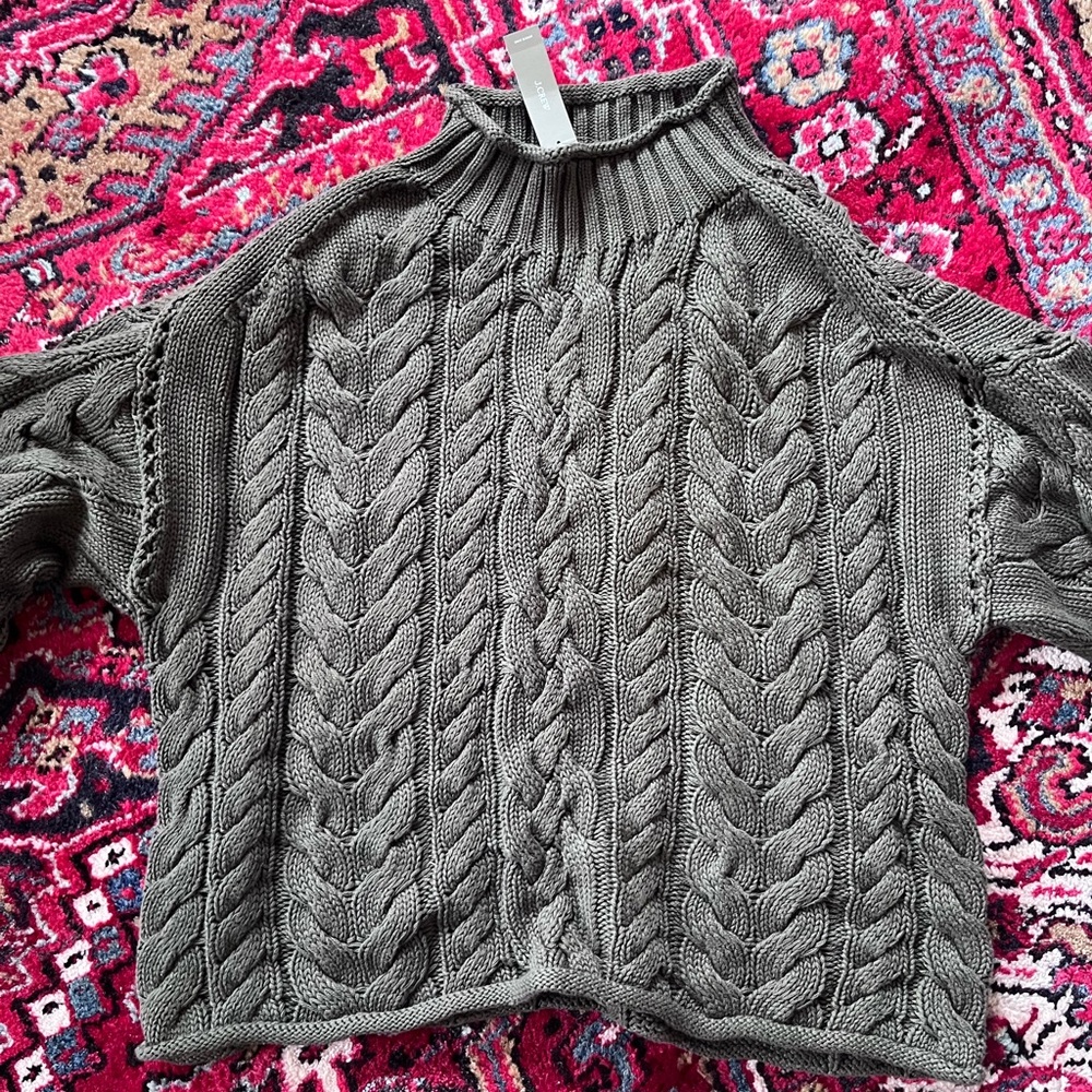 J. Crew Olive Cable-Knit Rollneck Sweater - Picture 4 of 8